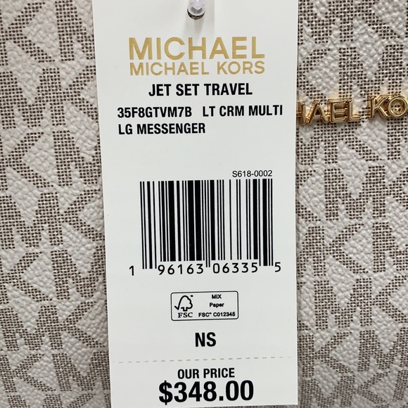 MICHAEL KORS JET SET TRAVEL LARGE MESSENGER LIGHT CREAM MULTI - Picture 15 of 16